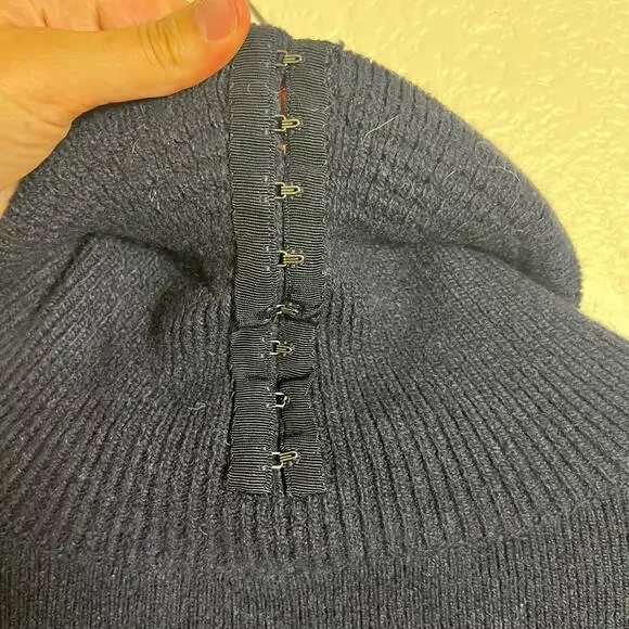 Alexander Wang Navy Blue Crystal Collar Wool Turtleneck Sweater Size L